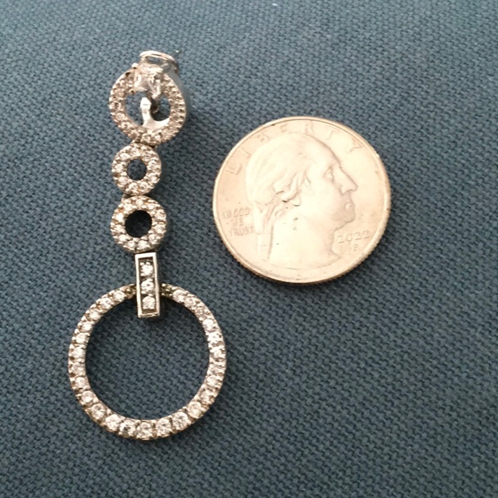 Sterling Silver Crystal Dangle Circle Earrings - image 4